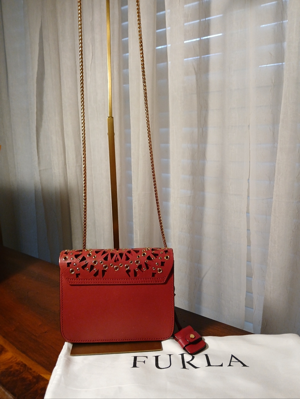 Furla Metropolis Mini Avio Bolera Red Laser Cut Leather - Picture 4 of 11